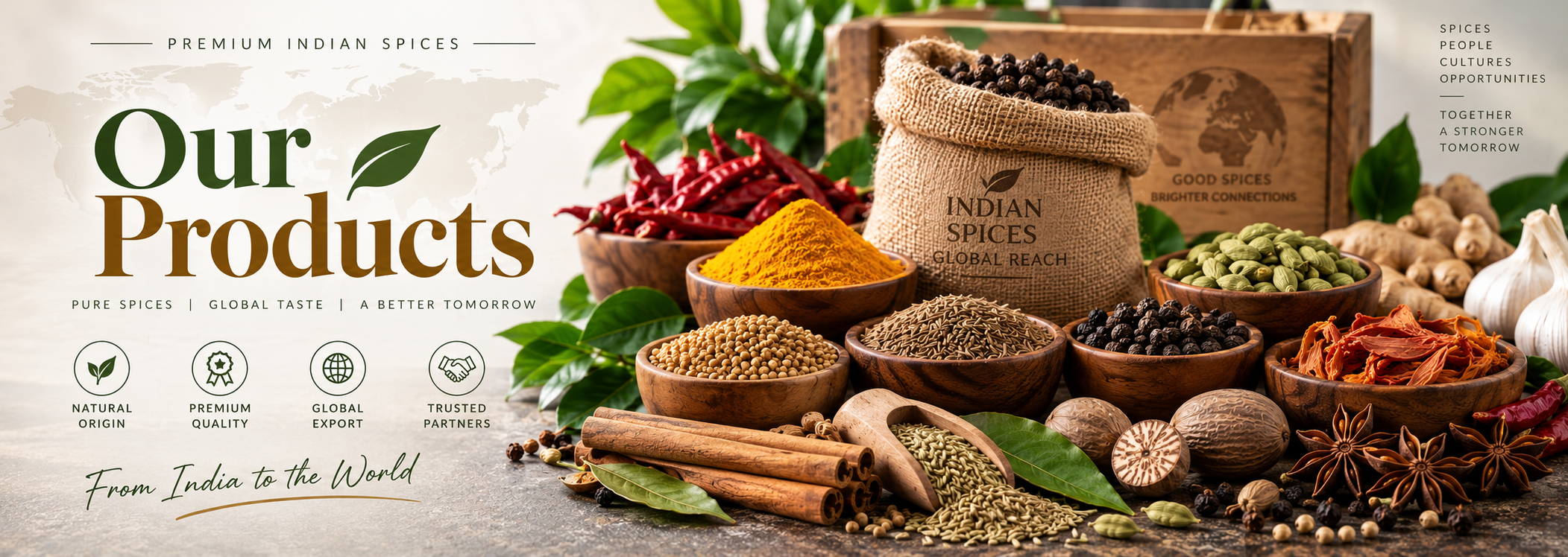 Assorted Indian spices ready for export